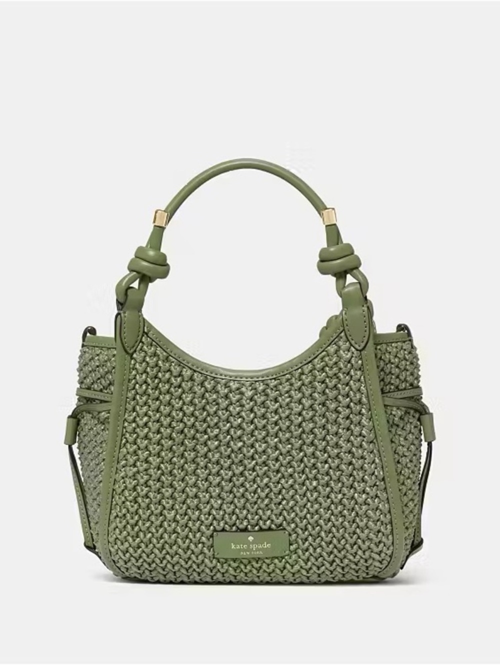 Kate Spade Stash Small Straw Satchel Crossbody Bag Cedar Stand